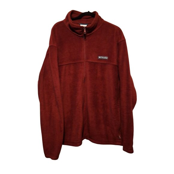 3X Columbia Mens Red Full-Zip Fleece Jacket With Adjustable Hem & Elastic Cuffs - Picture 1 of 11